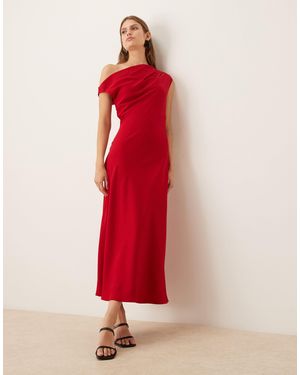 Mango Asymmetric Midaxi Dress - Red