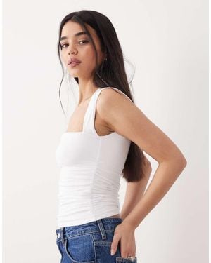 Abercrombie & Fitch Square Neck Ruched Top - White