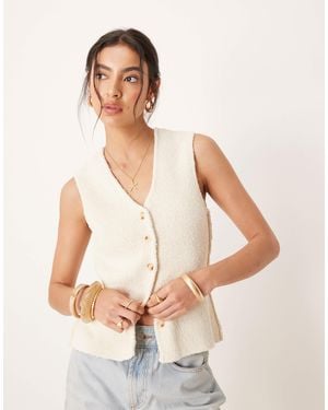 Y.A.S Textured Knit Waistcoat - Natural