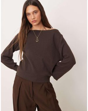 Threadbare Felpa Extra Larga Cioccolato Con Spalle Scoperte - Marrone