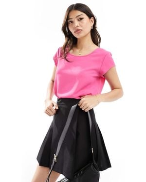 ONLY Short Sleeve Back Zip Top - Pink