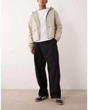 Bershka Super baggy Trousers Linen Blend - White