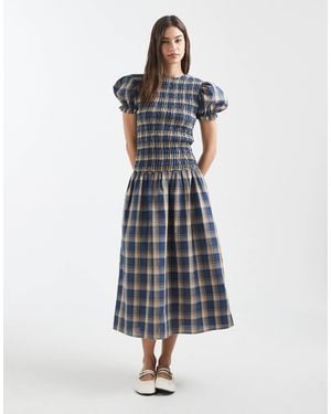Daisy Street Shirred Drop Waist Maxi Dress - Blue
