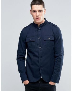 Pretty Green Lennon Jacket Military In Slim Fit Navy - Navy - Blue