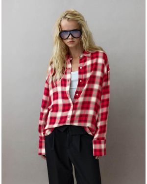 Pull&Bear Camicia A Maniche Lunghe A Quadri - Rosso