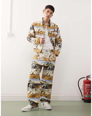 ICECREAM Dreamscape All Over Printed Straight Leg Denim Jeans Co-ord - White