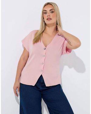 Yours Clothing Short Sleeve Knitted Top - Blue