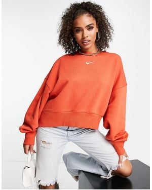 Nike Mini Swoosh Extra Oversized Crop Sweatshirt - Red