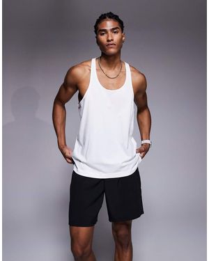 4505 Icon Cotton Stringer Vest With Quick Dry Finish - White