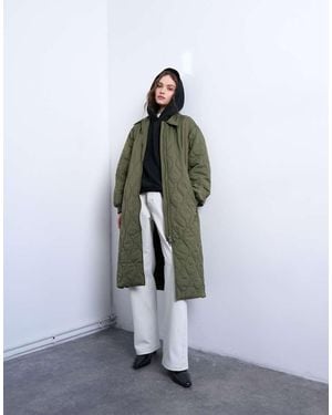 TOPSHOP Belted Long Liner Jacket - White