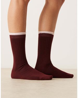 ASOS Frill Detail Ankle Socks - Brown