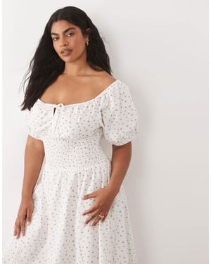 Esmee Curve Tie Front Puff Sleeve Maxi Dress - White