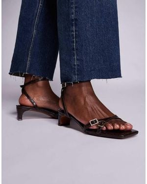 River Island Buckle Low Block Heeled Sandals - Blue