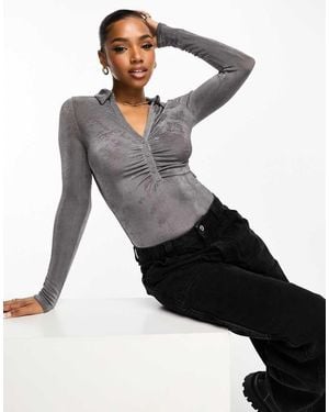 New Look Slinky Long Sleeve Bodysuit - Black