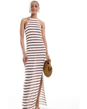 ONLY Open Knit Maxi Dress With Contrast Trim - White