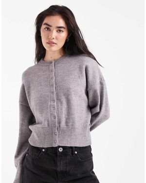 Daisy Street Fitted Waist Cardigan - Grey