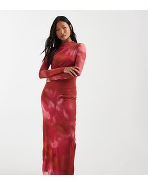 Vero Moda Long Sleeve Drapey Mesh Maxi Dress - Red