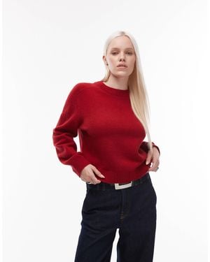 & Other Stories Crew Neck Sweater With Volume Sleeves - Red