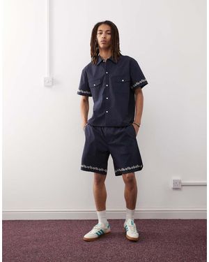 Prohibited Western Seersucker Shorts - Blue