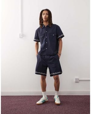 Prohibited Western Seersucker Shorts - Blue