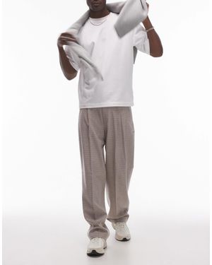 TOPMAN Wide Leg Texture Suit Pants - Gray
