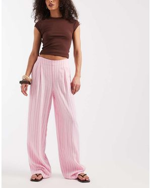 JJXX Linen Blend Stripe Trousers - Pink
