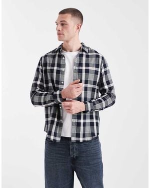 Farah Camisa A Cuadros Azul Marino De Manga Larga Weinand De