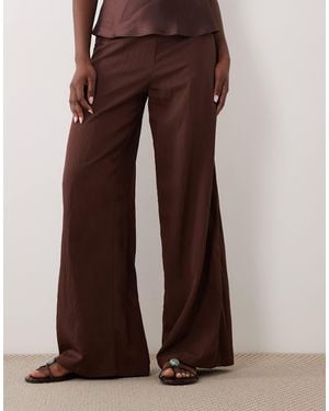 ASOS Tailored Wide Leg Clean Waist Floaty Pants - Brown