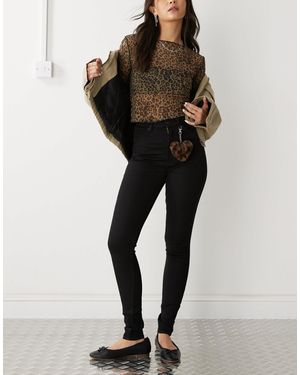 Monki Oki High Waist Skinny Jeans - Black