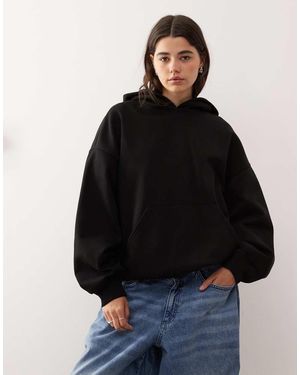 Weekday Sudadera Negra Extragrande Con Capucha De Tejido De Punto Grueso De - Negro