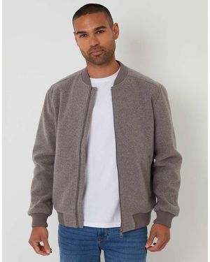 Threadbare Brushed Bomber Jacket - Grey