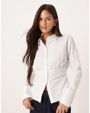 ASOS Fitted Ruched Shirt - Natural