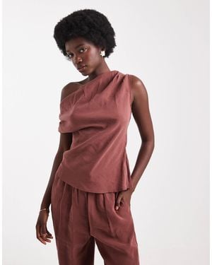 ASOS Ruched One Shoulder Co-Ord Top - Red