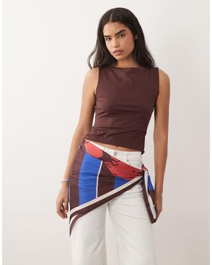 ASOS Grote Sjaal Met Gesplitste Print Met Paarden En Strepen - Meerkleurig