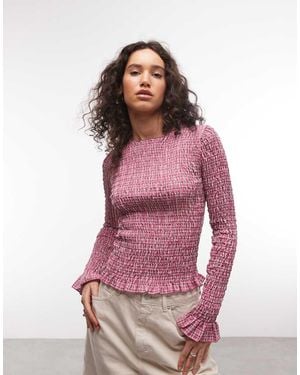 Daisy Street Long Sleeve Shirred Top