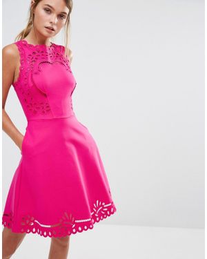 Ted Baker Verony Embroidered Cutwork Skater Dress - Pink