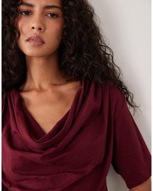 Miss Selfridge Cowl Neck T-shirt With Batwing Sleeve - Purple