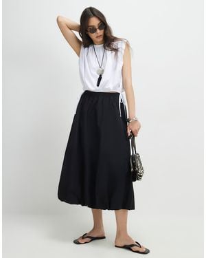 River Island Bubble Hem Midi Skirt - White