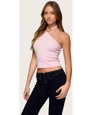 Edikted Hollis Knit Halter Top - Pink