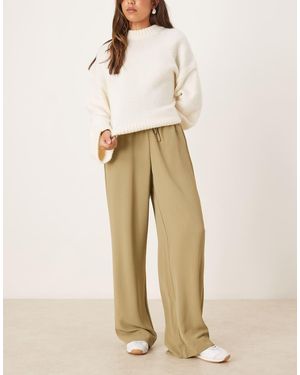 JJXX Tie Waist Wide Leg Trousers - Natural