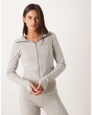 Gina Tricot Chaqueta Deportiva Moldeadora Con Cremallera De (Parte De Un Conjunto) - Gris