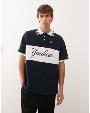 KTZ Ny Yankees Panel Detail Polo Top - Black