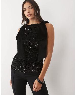 Pretty Lavish Oberteil mit pailletten, samt und schleifendetail - Schwarz
