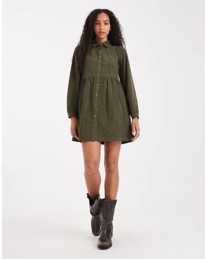Threadbare Robe chemise courte en velours côtelé - Vert