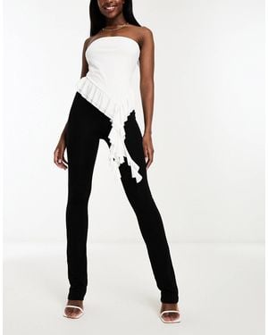 Naked Wardrobe Micro Modal Flared Trouser - White