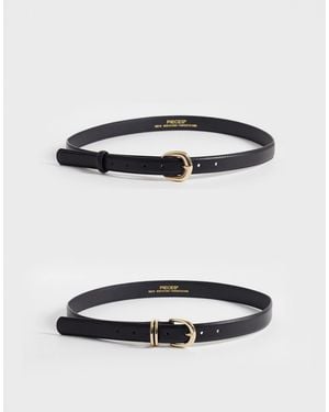 Pieces 2-pack Gold Buckle Belts - White