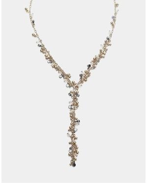 Stradivarius Collana Lariat Lunga Con Perline Color Oro - Metallizzato