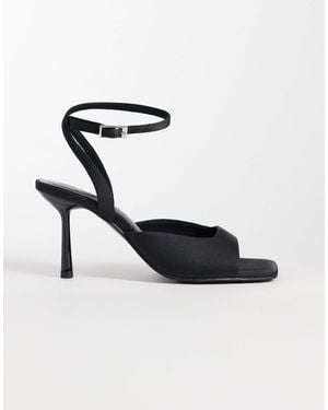 ASOS Nectarine minimalistische sandalen mit hohem absatz aus em satin - Weiß