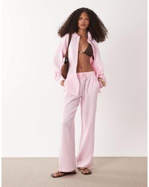 Jdy Wide Leg Cheesecloth Pants - Pink