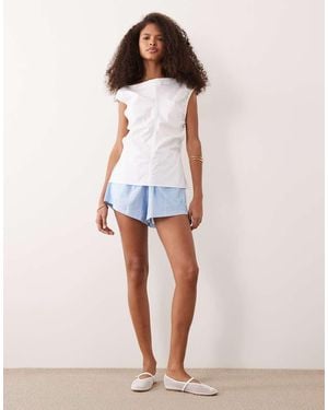 ARKET Ruched Off Shoulder Top - White